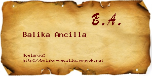 Balika Ancilla névjegykártya